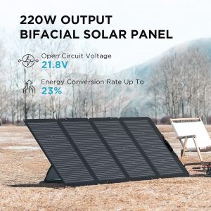 EcoFlow 220W Portable Solar Panel energy conversion rate up to 23%