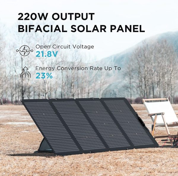EcoFlow 220W Portable Solar Panel energy conversion rate up to 23%