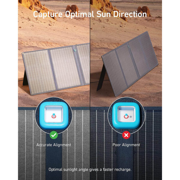 Anker 625 Solar Panel offers a built-in sun alignment guide